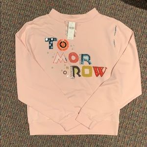 Pink long sleeve Anthropologie “Tomorrow” shirt